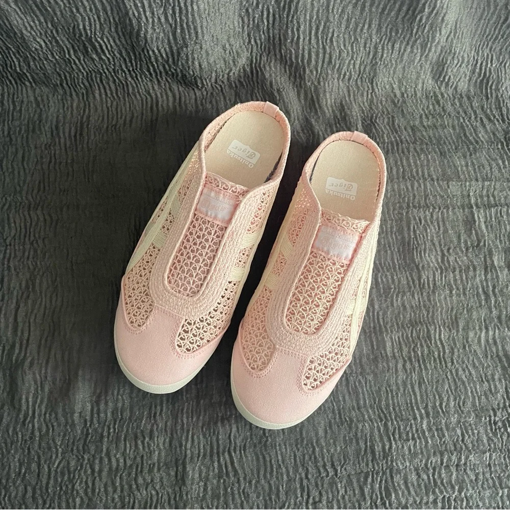 Onitsuka Tiger by Asics Pink Crochet Slip-On Mules - Picture 1 of 7
